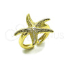 Oro Laminado Elegant Ring, Gold Filled Style Star Design, Polished, Golden Finish, 01.163.0012
