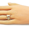 Oro Laminado Elegant Ring, Gold Filled Style Shell and Star Design, Polished, Golden Finish, 01.163.0013