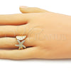 Oro Laminado Elegant Ring, Gold Filled Style Shell and Star Design, Polished, Golden Finish, 01.163.0013 (One size fits all)