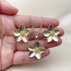 Oro Laminado Earring and Pendant Adult Set, Gold Filled Style Flower Design, Diamond Cutting Finish, Golden Finish, 10.163.0042