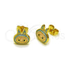 Oro Laminado Stud Earring, Gold Filled Style Turquoise Enamel Finish, Golden Finish, 02.156.0735.1