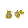 Oro Laminado Stud Earring, Gold Filled Style Turquoise Enamel Finish, Golden Finish, 02.156.0735.1