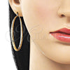Oro Laminado Large Hoop, Gold Filled Style Hollow Design, Diamond Cutting Finish, Golden Finish, 02.163.0408.50