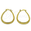 Oro Laminado Medium Hoop, Gold Filled Style Hollow Design, Diamond Cutting Finish, Golden Finish, 02.163.0410.30