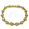 Oro Laminado Tennis Bracelet, Gold Filled Style Heart Design, with White Cubic Zirconia, Polished, Golden Finish, 03.266.0037.07
