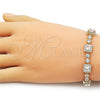 Oro Laminado Tennis Bracelet, Gold Filled Style Cluster Design, with White Cubic Zirconia, Polished, Golden Finish, 03.266.0039.07