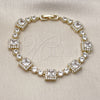 Oro Laminado Tennis Bracelet, Gold Filled Style Cluster Design, with White Cubic Zirconia, Polished, Golden Finish, 03.266.0039.07