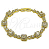 Oro Laminado Tennis Bracelet, Gold Filled Style Cluster Design, with White Cubic Zirconia, Polished, Golden Finish, 03.266.0039.07