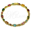 Oro Laminado Tennis Bracelet, Gold Filled Style with Multicolor Cubic Zirconia, Polished, Golden Finish, 03.266.0041.07
