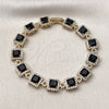 Oro Laminado Tennis Bracelet, Gold Filled Style Cluster Design, with Black and White Cubic Zirconia, Polished, Golden Finish, 03.266.0043.1.07