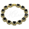 Oro Laminado Tennis Bracelet, Gold Filled Style Cluster Design, with Black and White Cubic Zirconia, Polished, Golden Finish, 03.266.0043.1.07