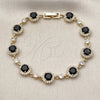 Oro Laminado Tennis Bracelet, Gold Filled Style Cluster Design, with Black and White Cubic Zirconia, Polished, Golden Finish, 03.266.0045.1.08