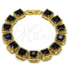 Oro Laminado Tennis Bracelet, Gold Filled Style with Black Cubic Zirconia, Polished, Golden Finish, 03.266.0047.1.07