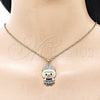 Oro Laminado Fancy Pendant, Gold Filled Style with White Cubic Zirconia, White Enamel Finish, Golden Finish, 05.284.0021