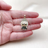 Oro Laminado Fancy Pendant, Gold Filled Style with White Cubic Zirconia, White Enamel Finish, Golden Finish, 05.284.0021