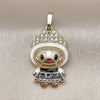 Oro Laminado Fancy Pendant, Gold Filled Style with White Cubic Zirconia, White Enamel Finish, Golden Finish, 05.284.0021