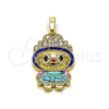 Oro Laminado Fancy Pendant, Gold Filled Style with White Cubic Zirconia, Blue Enamel Finish, Golden Finish, 05.284.0021.2