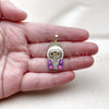 Oro Laminado Fancy Pendant, Gold Filled Style with White Cubic Zirconia, White Enamel Finish, Golden Finish, 05.284.0023.2