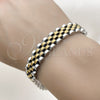 Stainless Steel Solid Bracelet, Polished, Two Tone, 03.435.0007.1.08 (12 MM Thickness, 8 Inches Length)