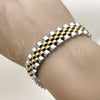 Stainless Steel Solid Bracelet, Polished, Two Tone, 03.435.0008.1.08 (15 MM Thickness, 9 Inches Length)