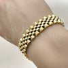 Stainless Steel Solid Bracelet, Polished, Golden Finish, 03.435.0008.2.08 (15 MM Thickness, 9 Inches Length)