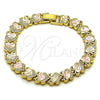 Oro Laminado Solid Bracelet, Gold Filled Style Heart Design, Diamond Cutting Finish, Tricolor, 03.213.0393.07