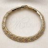 Oro Laminado Solid Bracelet, Gold Filled Style Star Design, Diamond Cutting Finish, Tricolor, 03.213.0400.07