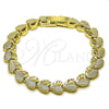 Oro Laminado Solid Bracelet, Gold Filled Style Heart Design, Diamond Cutting Finish, Golden Finish, 03.213.0403.07