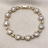 Oro Laminado Tennis Bracelet, Gold Filled Style Cluster Design, with White Cubic Zirconia, Polished, Golden Finish, 03.266.0052.07