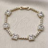 Oro Laminado Tennis Bracelet, Gold Filled Style Cluster Design, with White Cubic Zirconia, Polished, Golden Finish, 03.266.0053.07