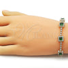 Oro Laminado Tennis Bracelet, Gold Filled Style Cluster Design, with Green and White Cubic Zirconia, Polished, Golden Finish, 03.266.0053.2.07