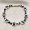 Oro Laminado Tennis Bracelet, Gold Filled Style Cluster Design, with Sapphire Blue and White Cubic Zirconia, Polished, Golden Finish, 03.266.0039.4.07