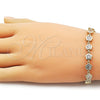 Oro Laminado Fancy Bracelet, Gold Filled Style Flower Design, with White Cubic Zirconia, Polished, Golden Finish, 03.283.0442.1.07