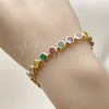 Oro Laminado Tennis Bracelet, Gold Filled Style with Multicolor Cubic Zirconia, Polished, Golden Finish, 03.283.0462.1.07