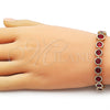 Oro Laminado Tennis Bracelet, Gold Filled Style with Garnet Cubic Zirconia, Polished, Golden Finish, 03.283.0509.08