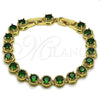 Oro Laminado Fancy Bracelet, Gold Filled Style Cluster Design, with Green Cubic Zirconia, Polished, Golden Finish, 03.283.0441.3.07