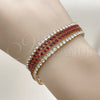 Oro Laminado Tennis Bracelet, Gold Filled Style with Garnet and White Cubic Zirconia, Polished, Golden Finish, 03.283.0511.07