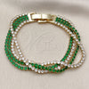 Oro Laminado Tennis Bracelet, Gold Filled Style with Green and White Cubic Zirconia, Polished, Golden Finish, 03.283.0511.1.07