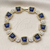 Oro Laminado Tennis Bracelet, Gold Filled Style Cluster Design, with Sapphire Blue and White Cubic Zirconia, Polished, Golden Finish, 03.283.0513.1.07