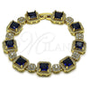Oro Laminado Tennis Bracelet, Gold Filled Style Cluster Design, with Sapphire Blue and White Cubic Zirconia, Polished, Golden Finish, 03.283.0513.1.07
