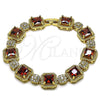 Oro Laminado Tennis Bracelet, Gold Filled Style Cluster Design, with Garnet and White Cubic Zirconia, Polished, Golden Finish, 03.283.0513.2.07