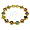 Oro Laminado Tennis Bracelet, Gold Filled Style with Multicolor Cubic Zirconia, Polished, Golden Finish, 03.283.0515.07 (10 MM Thickness, 7 Inches Length)