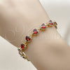 Oro Laminado Tennis Bracelet, Gold Filled Style Heart Design, with Garnet Cubic Zirconia, Polished, Golden Finish, 03.283.0520.1.07