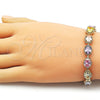 Oro Laminado Tennis Bracelet, Gold Filled Style with Multicolor Cubic Zirconia, Polished, Golden Finish, 03.283.0525.07 (Thickness, 7 Inches Length)