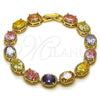 Oro Laminado Tennis Bracelet, Gold Filled Style with Multicolor Cubic Zirconia, Polished, Golden Finish, 03.283.0525.07 (Thickness, 7 Inches Length)
