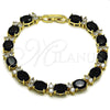 Oro Laminado Tennis Bracelet, Gold Filled Style with Black and White Cubic Zirconia, Polished, Golden Finish, 03.283.0533.08