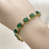Oro Laminado Tennis Bracelet, Gold Filled Style with Green and White Cubic Zirconia, Polished, Golden Finish, 03.283.0533.1.08