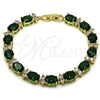Oro Laminado Tennis Bracelet, Gold Filled Style with Green and White Cubic Zirconia, Polished, Golden Finish, 03.283.0533.1.08