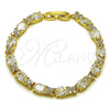 Oro Laminado Tennis Bracelet, Gold Filled Style with White Cubic Zirconia, Polished, Golden Finish, 03.283.0536.07