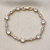 Oro Laminado Tennis Bracelet, Gold Filled Style with White Cubic Zirconia, Polished, Golden Finish, 03.283.0539.07